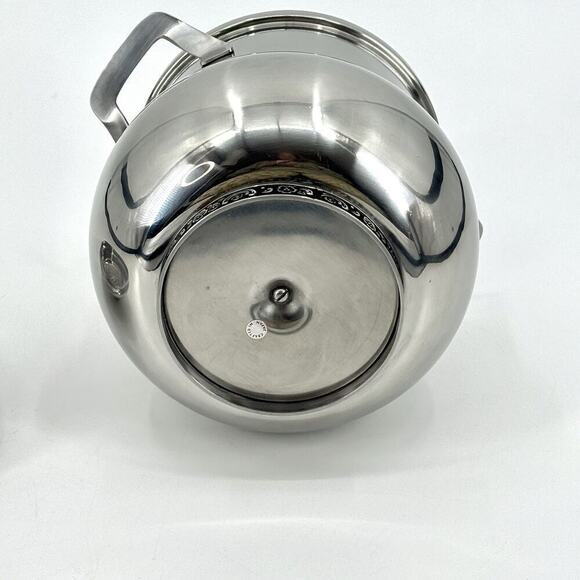 Oneida Custom 18/8 Stainless Ice Bucket MCM Ornate Floral Trim with Black Inlay - Picture 5 of 14